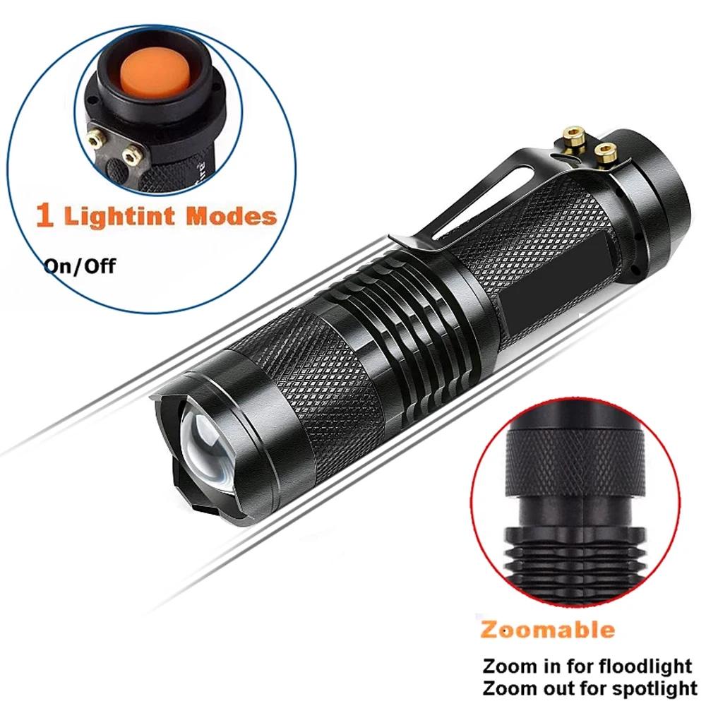 7W 300LM SK-68 1-Modes Mini Light Black Q5 LED Tactical Flashlight Red light, Green light, Blue light, White led light