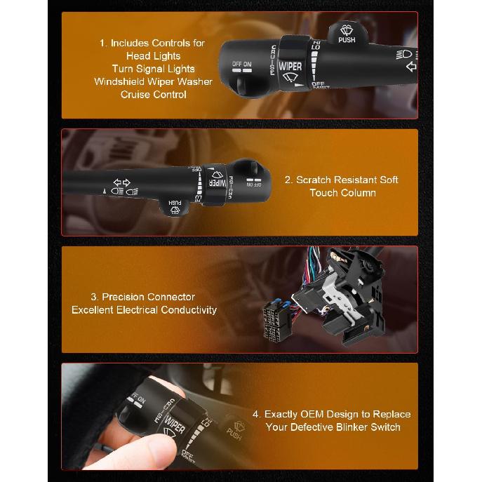 Multifunction Combination Switch Turn Signal Switch Replacement Fits for Chevrolet Impala 2000-2005 for Chevy Monte Carlo 2000-2005