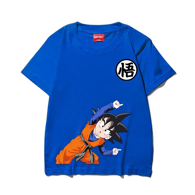 Boys, Girls and Adults Dragon Ball Goku Cartoon Short-sleeved T-shirt, Japanese Anime Fusion Children's Printed Trendy Top