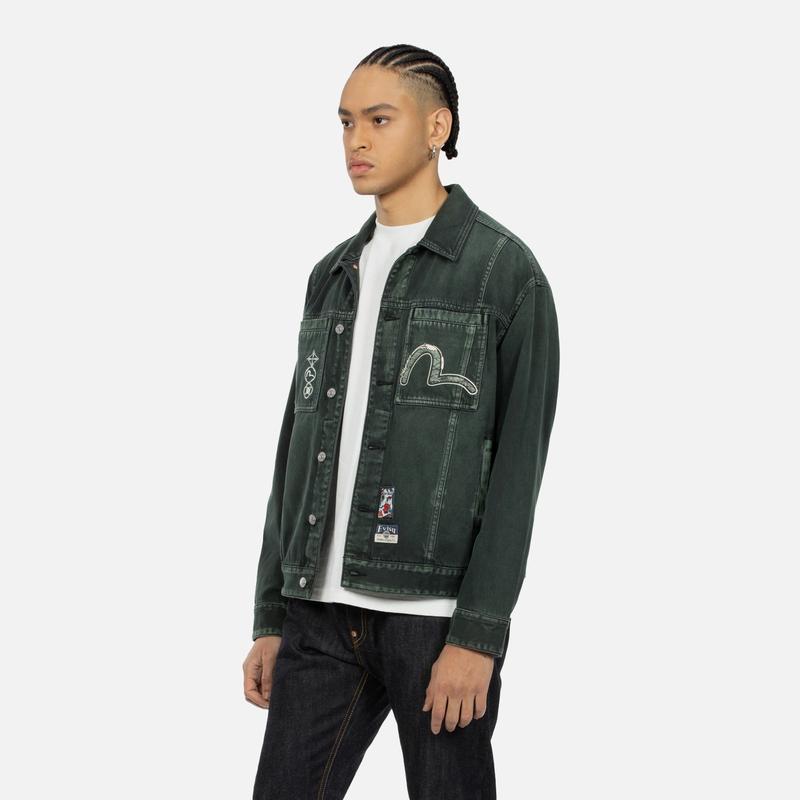 Fortune God Evisu Embroidered Denim Jacket Men Jackets 2ESHTM4DJ1001LFDN