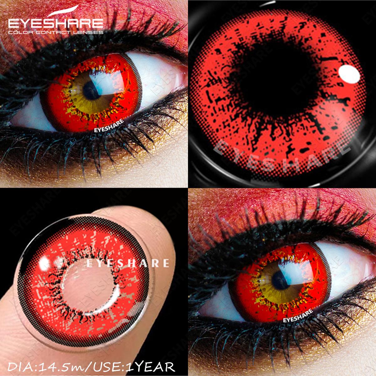 

EYESHARE 1 Pair Colored Contact Lenses for Cosplay Red Anime Eyes Lenses Halloween Blue Eyes Contact Yearly Green Beauty Lenses