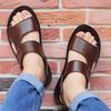 Real Leather Sandals for Men New Summer Casual Dual-use Soft Sole Worn On The Beach with Cowhide Cool Slippers Trendy