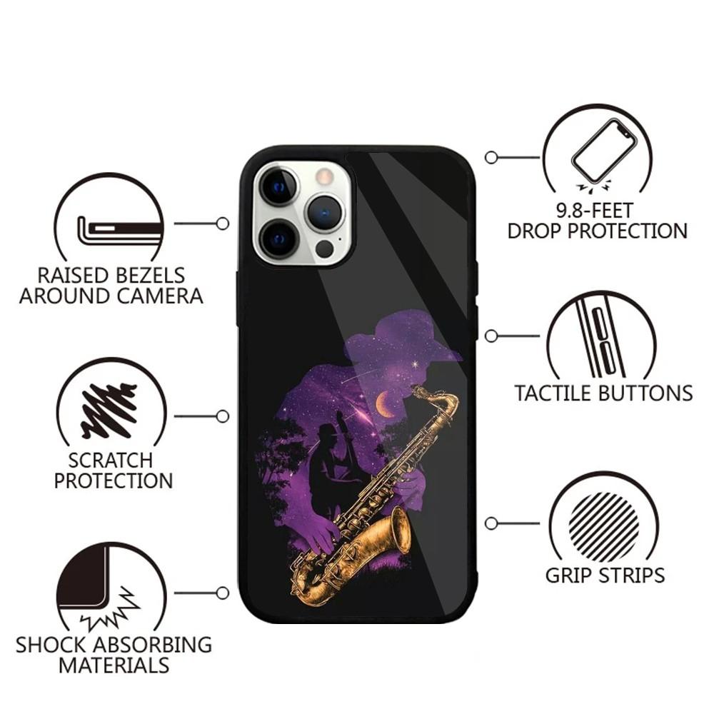Saxophone Music Phone Case For iPhone 15,14,13,12,11,Plus,Pro,Max Mini Magsafe Magnetic Wireless Charging