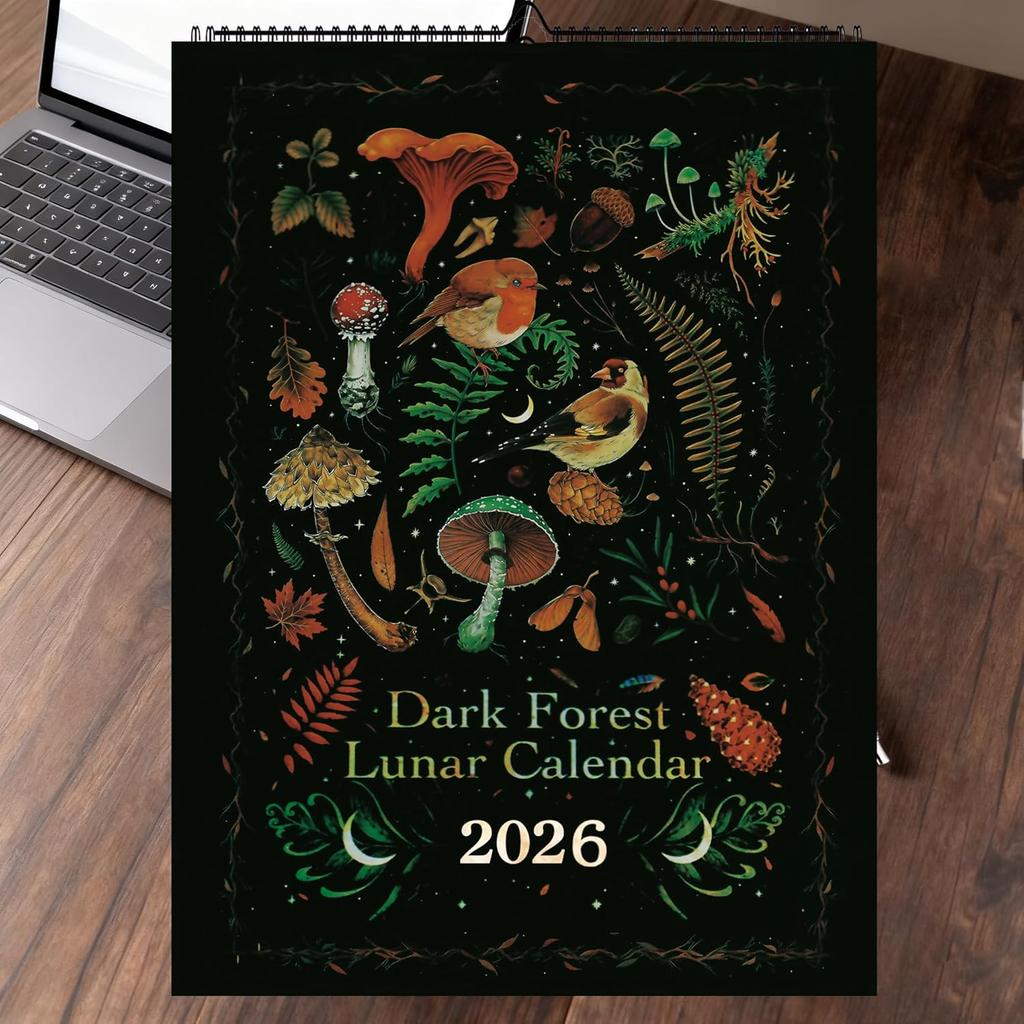 2026 Dark Forest Calendar, Lunar Calendar Colorful Waterink Wall Calendars Wheel Gifts With 12 Original Illustrations for Home and Office Decoration