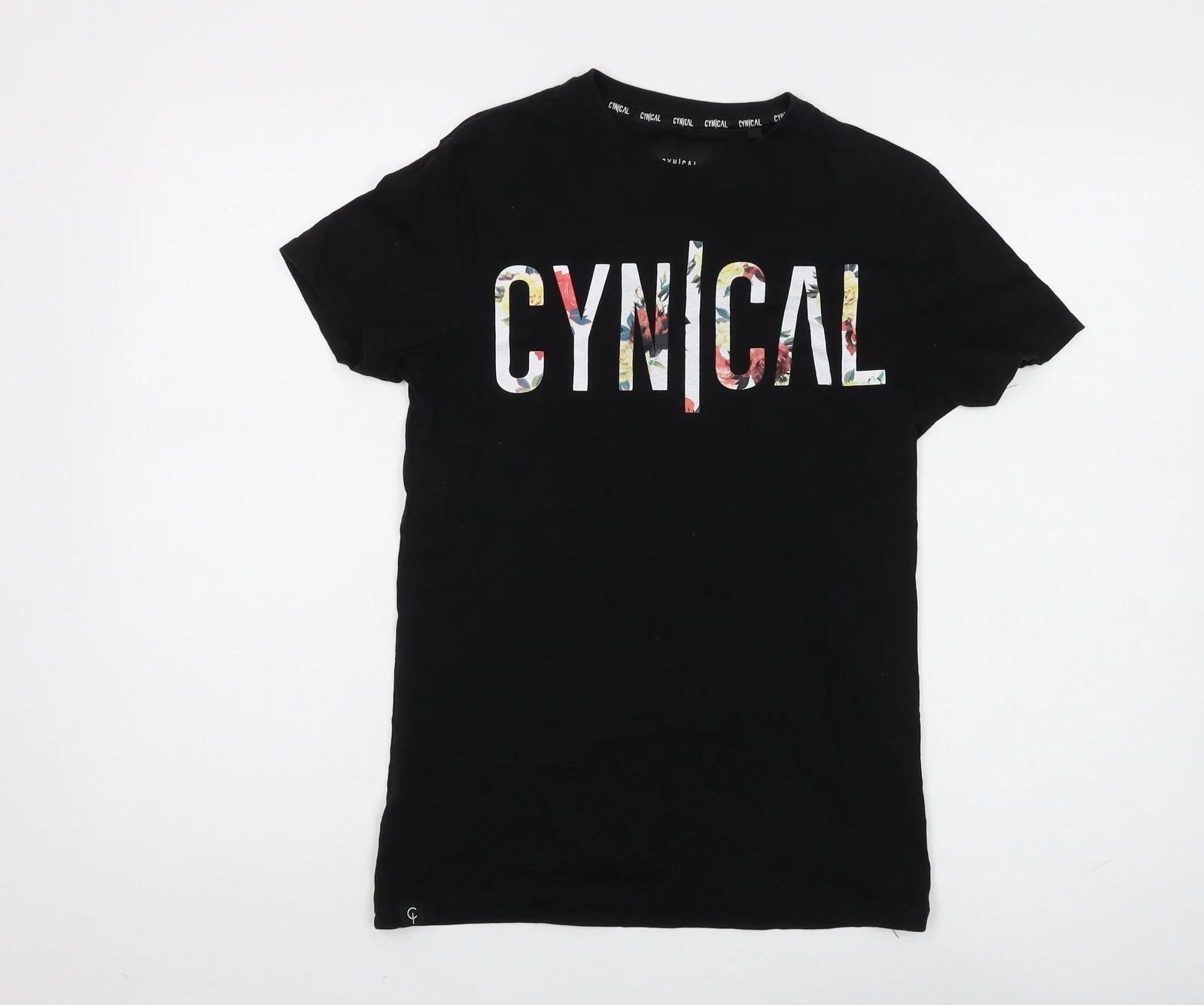 CYNICAL Унисекс Черная Хлопковая Базовая Футболка XS M