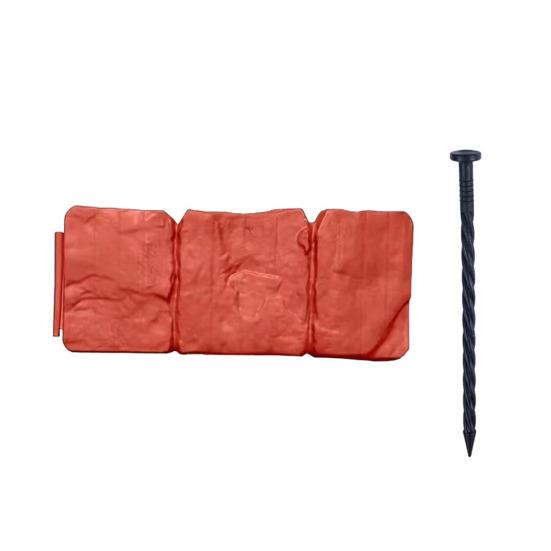 Imitation Stone Garden Fence Garden Landscaping Edging Border Panel Decorative Plastic Retaining Border with Stake for Flower Bed Path Lawn Outdoor