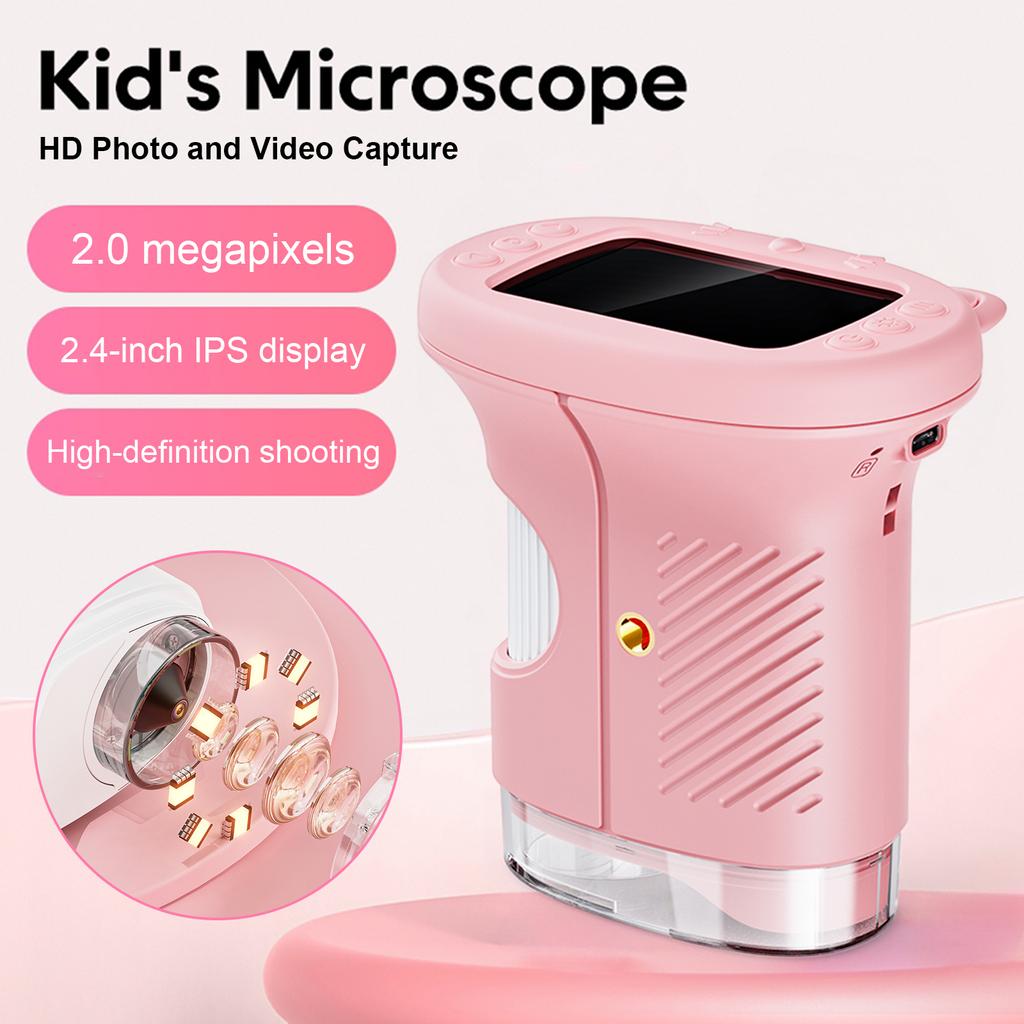 1000X Childs Handheld Microscope 2.0 Inch 1080P Portable Digital Microscope Camera Educational Science Girls Boys Festival Gifts