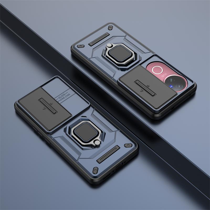 Ring Bracket Phone Case For Vivo V50 5G Case Cover For Vivo V50 5G Global Sliding Window Funda Back Cover For Vivo V50 5G