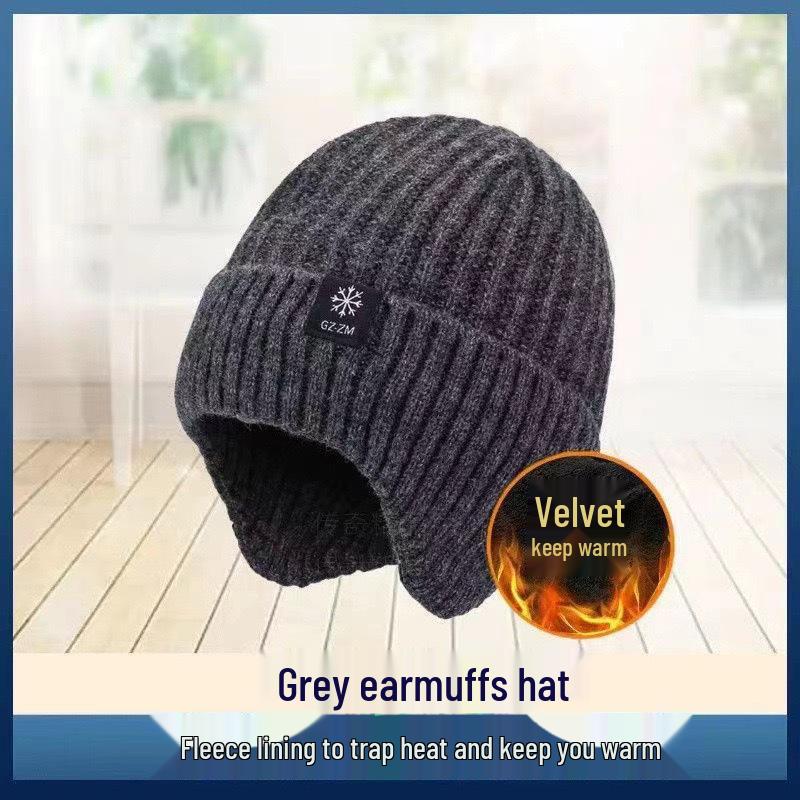 Men's Winter Warm Knit Hat with Ear Protection for Middle-aged and Elderly