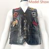 Binding Vest Leather Vest Men's Motorcycle Shoulder Four Season Cycling Clip Classic Embroidered Badge 11 Pieces of Elastic Bands Are Tied.