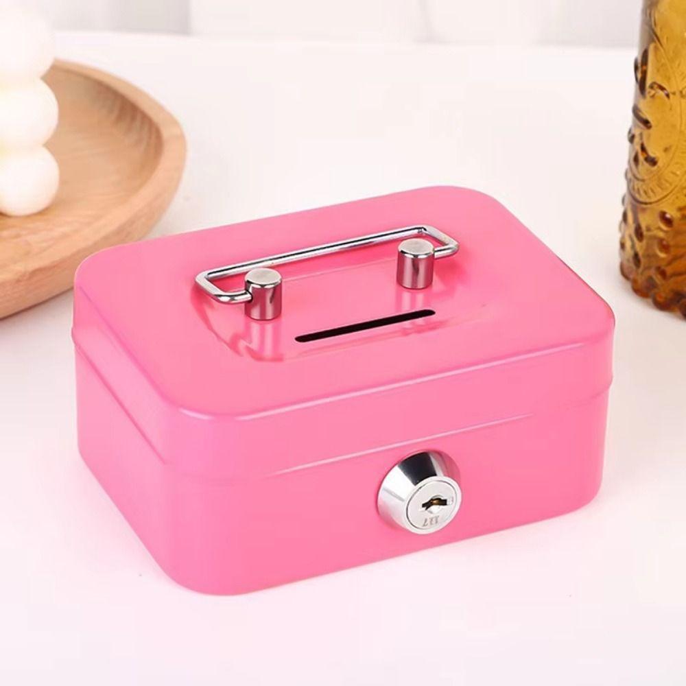 Creative Mini Lockable Cash Box Metal Sturdy Construction Money Safe Case with Handle Portable Lock Box for Adults