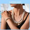 Pearl Jewelry Set With Geometric Pendant For Women And Men