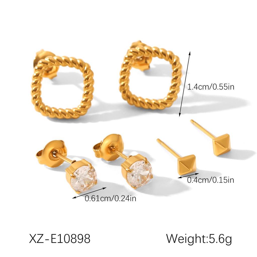 European & American Diamond-Studded Stainless Steel Earrings: Luxury Pearl & Zircon Non-Fading Titanium Steel Stud Set for Women