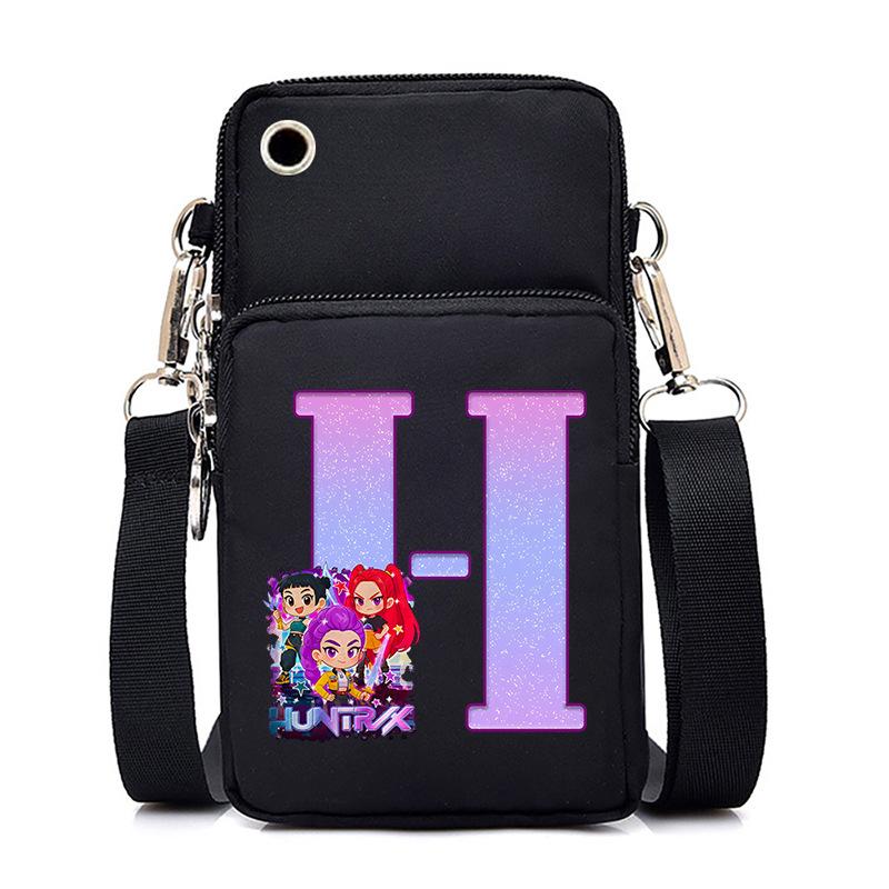 Anime Cartoon Peripheral 26 Letters Mobile Phone Bag Multi-Function Vertical Square Black Messenger Bag