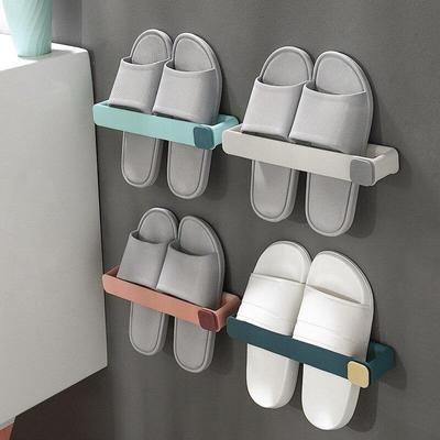 An der Wand montiertes, einteiliges Schuhregal, Badezimmer-Hausschuhregal, ohne Stanzen, platzsparendes Regal, Badezimmer-Hängehalter