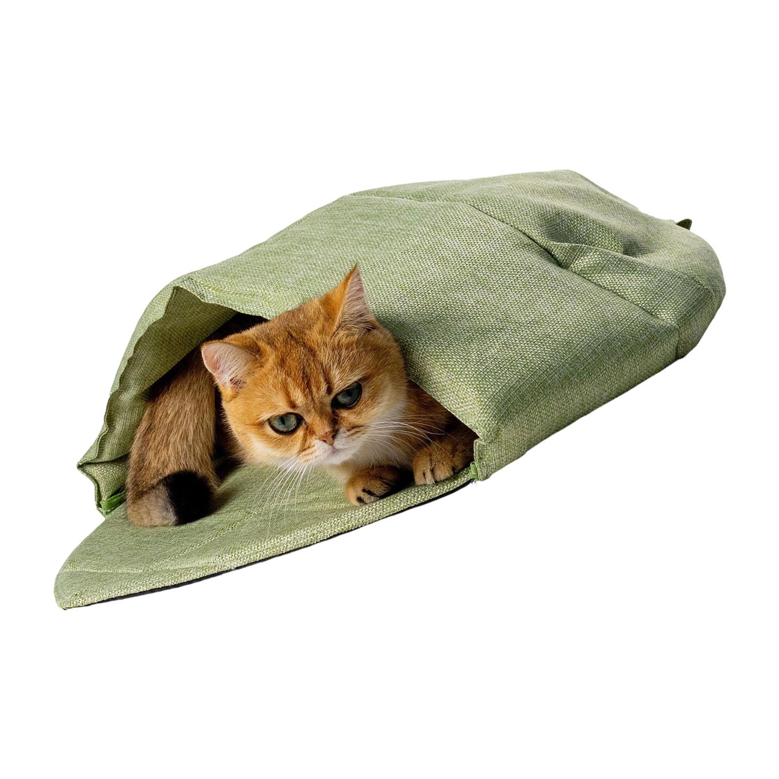 Soft Leaves Nest Cats Bed Machine Washable Warm Shelter Bed For Kittens And Adult Cats Indoor Resting Place Winter Warmth зелёный