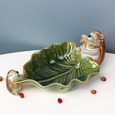 Ceramic Plate Handicrafts Simulated Animal Fruit Plate Hedgehog Jewelry Tray Desktop Storage Container Home Decoration