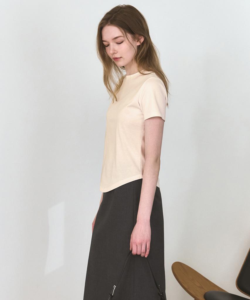 Deuloupisumeon Supima Silket Slim Short Sleeve T-Shirt [Cream]