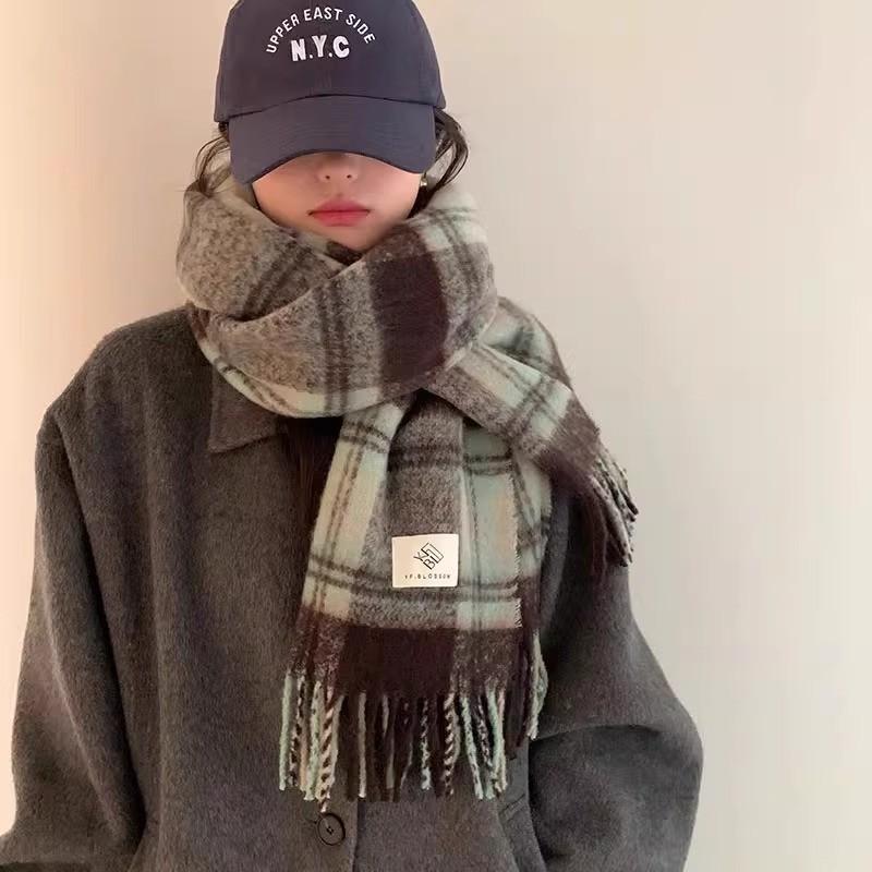 Plaid Scarf Winter Shawl Atmosphere Warm Scarf Imitation Cashmere Retro New Versatile