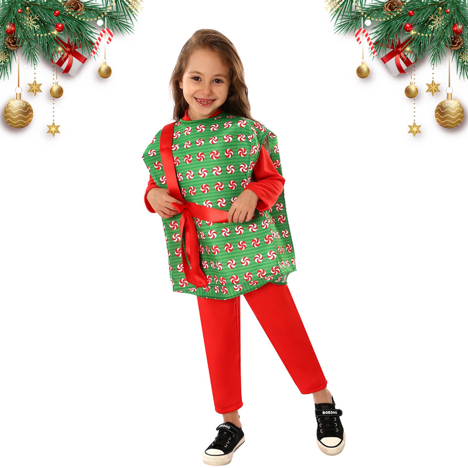

Christmas Gift Box Costume Present Boxs Sleeveless Christmas Costumes Cosplay Outfit Top for Boys Girls XL