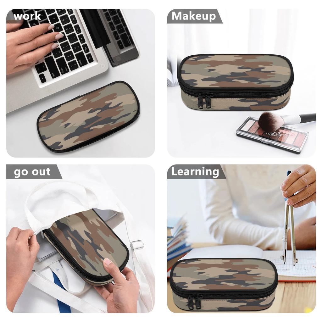 Pencil Case 300D Polyester Large Capacity Zip Around Closure with Main Compartment Mesh Pocket and Pen Slots for Everyday Study