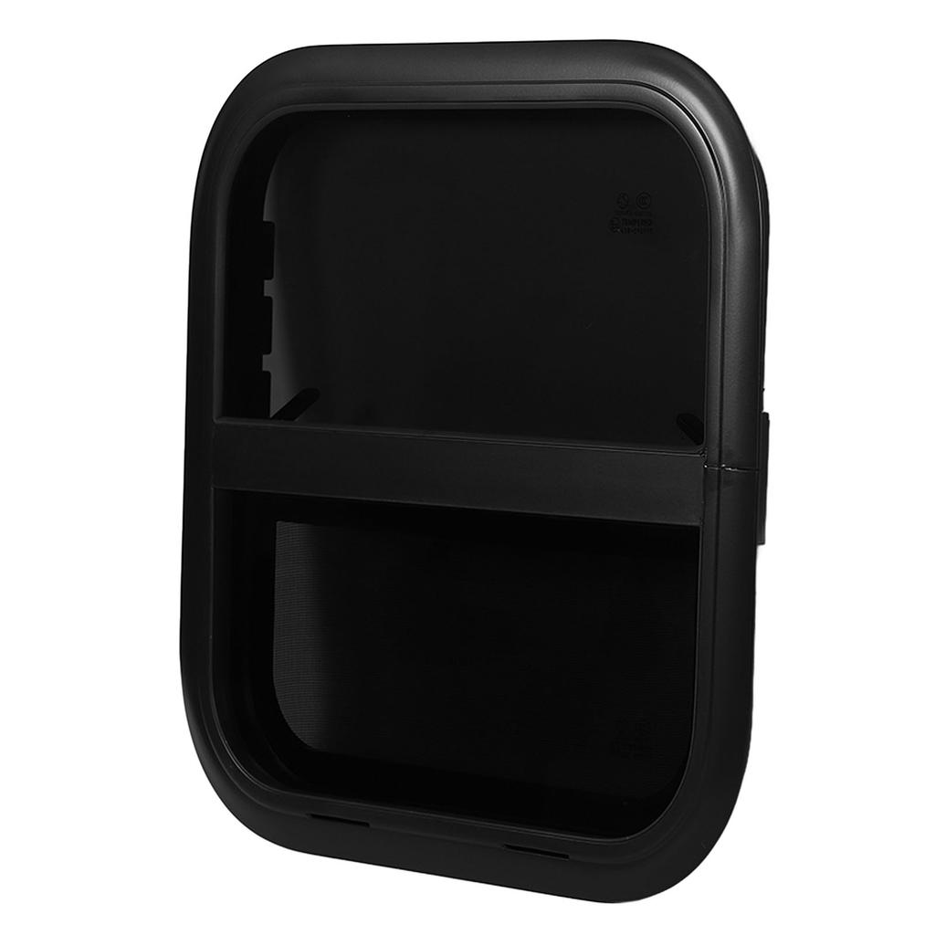 RV Sliding Window 500 X 500mm Black Aluminum Alloy Trailer Heat Resistant Vertical Glass With Movable Insect Resistant