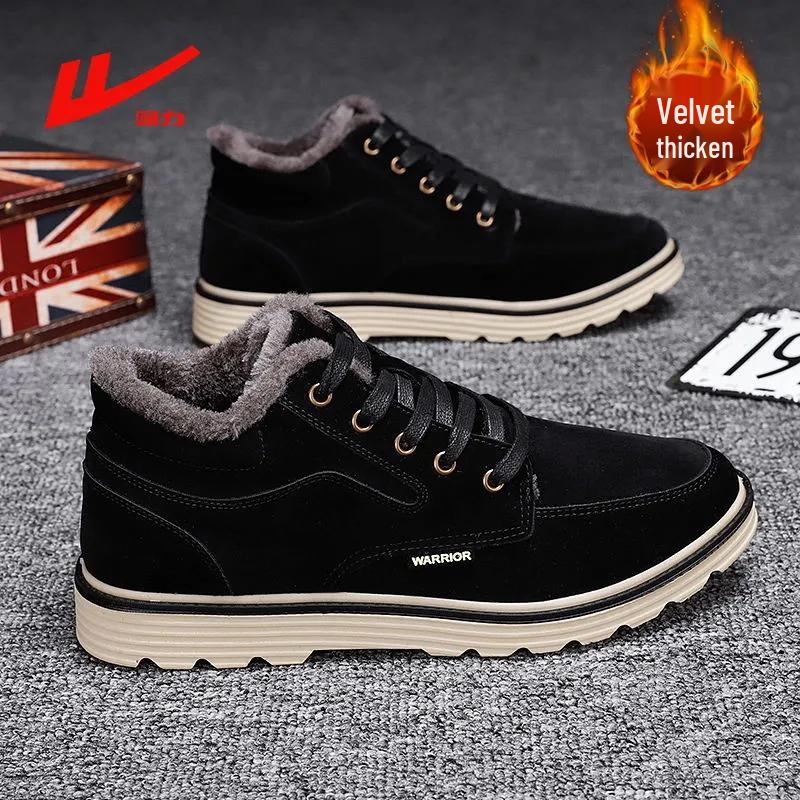 Warrior Men s Low-Top Winter Fleece-Lined Boots – Casual Cotton Workwear Snow Boots 42