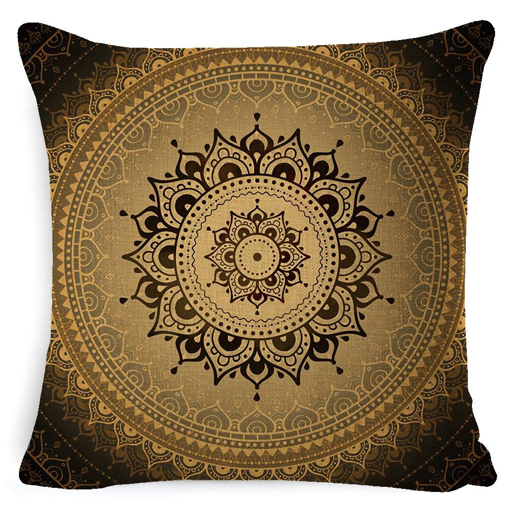 Bohemian Mandala Bedside Sofa Cushion American Vintage Linen Throw Pillow Cover