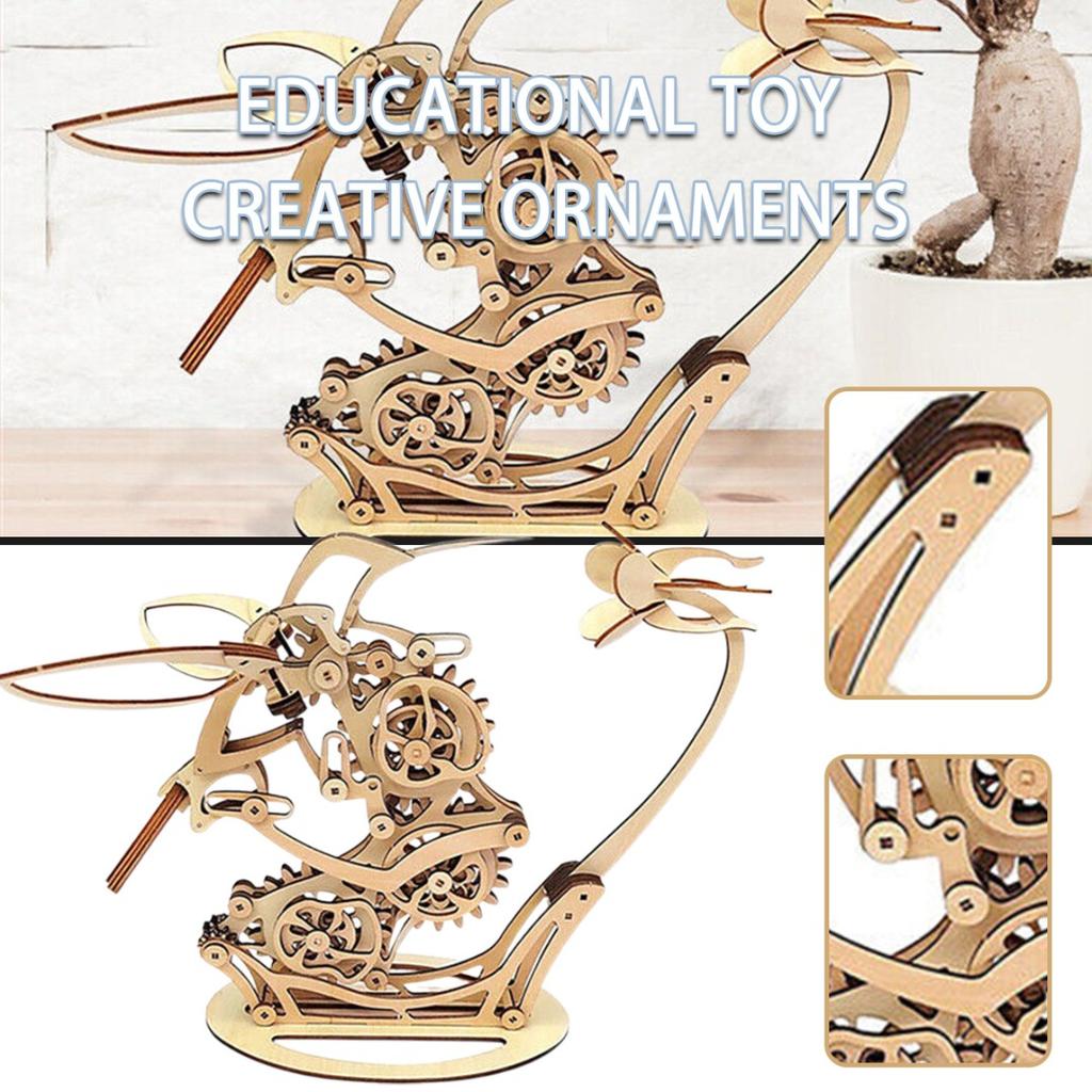 3D Wooden Assembly Mechanical Hummingbird Model Adult Children Manual Puzzle Educational Wooden Handicraft Ornaments