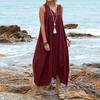 BITCED Fashion Summer Spring Solid Color Prin Sleeveless V-Neckt Casual Dresses
