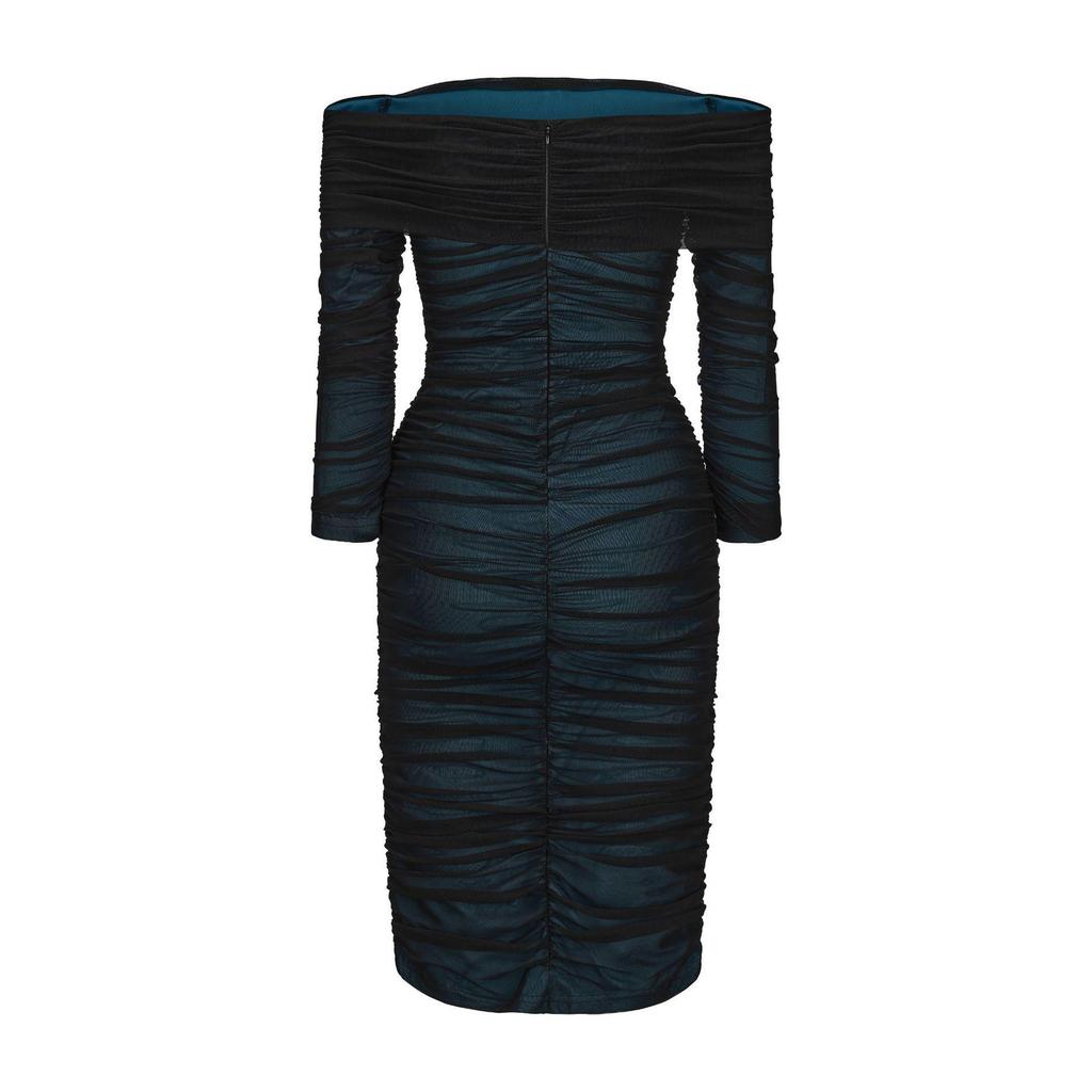 2025 Europäisches und Amerikanisches Damen Unifarbenes Off-Shoulder Schmal geschnittenes Partykleid