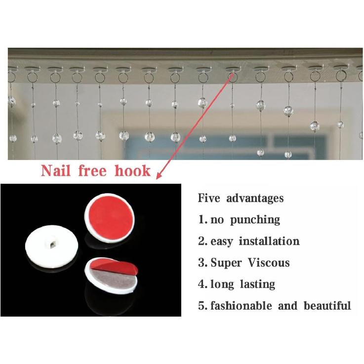 20 Strings Crystal Beaded Curtain, Arched Door String Curtain, Hanging Doorway Room Divider Suitable for Home, Coffee House, Bedroom, Restaurant.