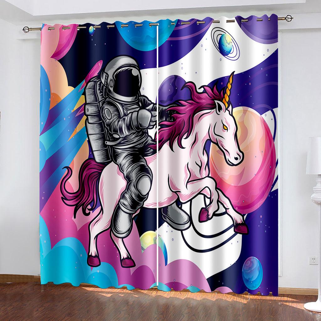 Luxuriöse Moderne Fenstergardinen Weltraum Astronaut Cartoon Schlafzimmer Wohnzimmer Esszimmer Dekoration Dünne Schöne Gardinen