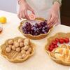 Flower Shape Imitation Rattan Basket Handwoven Woven Bread Plate Fruit  Serving Tray  Dining Table