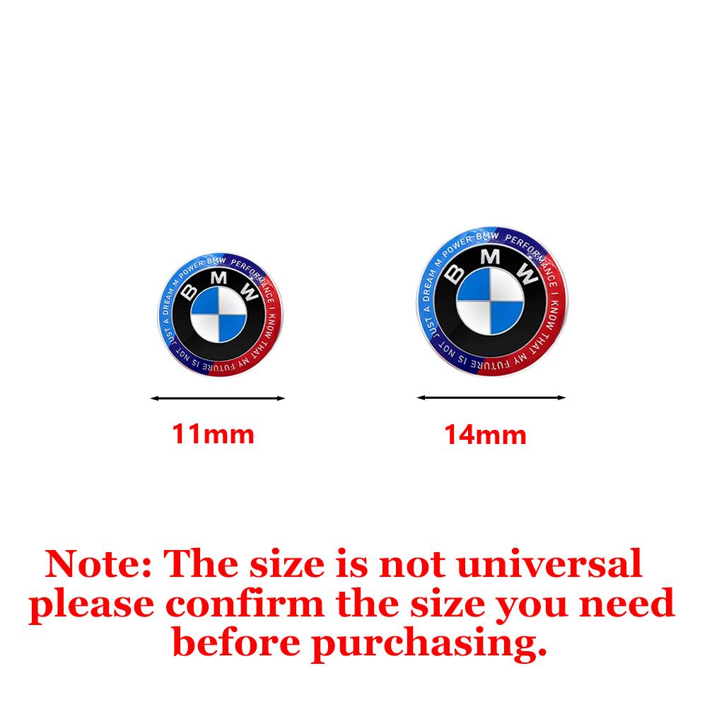 

11/14mm Aluminum Car Key Emblem Stickers Auto Control Key Logo Accessories For BMW 50th M PerformanceE46 E90 E60 F30 F10 E39 G20 (as the picture,2PCS BMW&11mm)