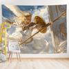 Angel Warrior Tapestry Mythical Goddess Wall Art Divine Armor Fantasy Decor Heavenly Scene Living Room Hanging Print