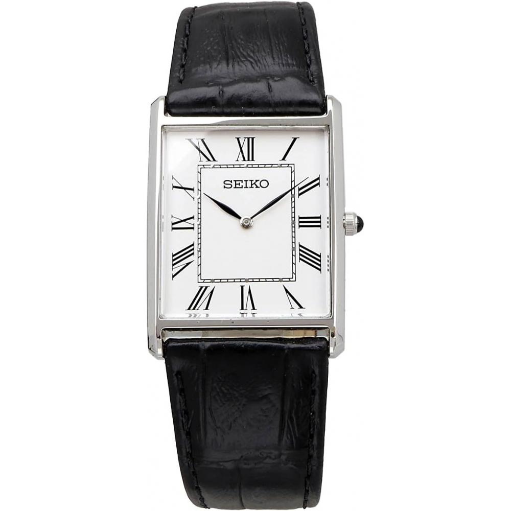 [Seiko] Seiko Men S Square deSign Quartz Watch Swr049 White Dial X Black Leather Band [parallel Imported Product]