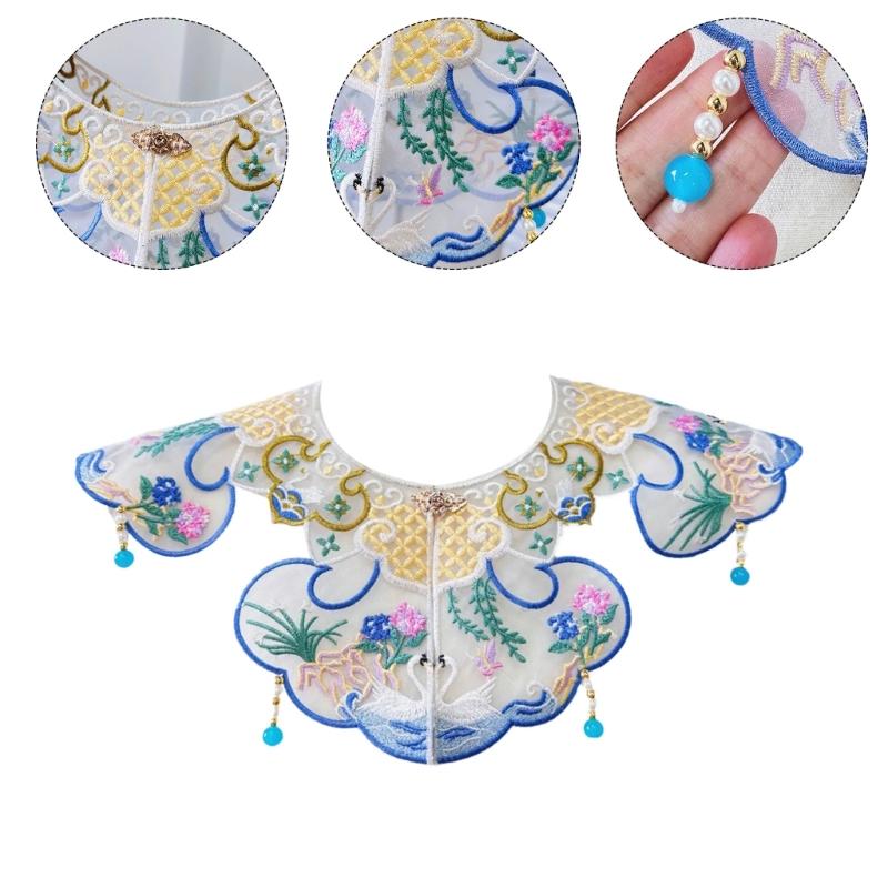 Pferdegesicht Rock Falscher Kragen Stickerei Blumenkragen Dekorative Halbschulterstola Wickel