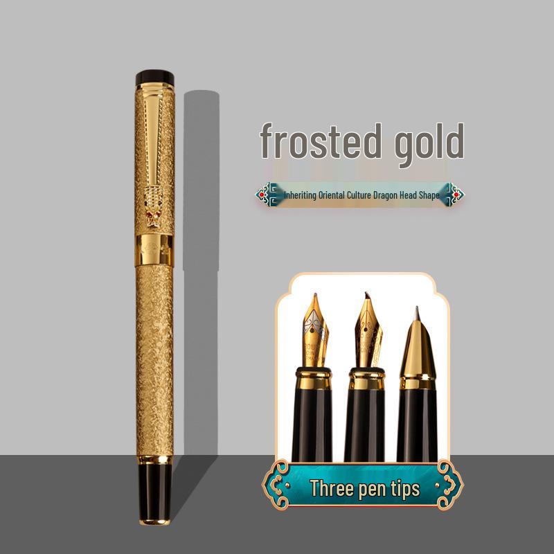 Dragon Calligraphy Fountain Pen Set: 3-Piece, Metal, Ideal for Students, Business, and Art - Unisex Design