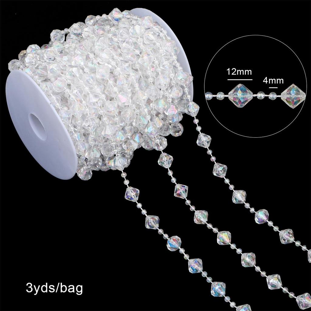 3Yard/ bag Akryl Gjennomsiktige perler for bryllup dekorasjon Hjem Party Ornament Supplies