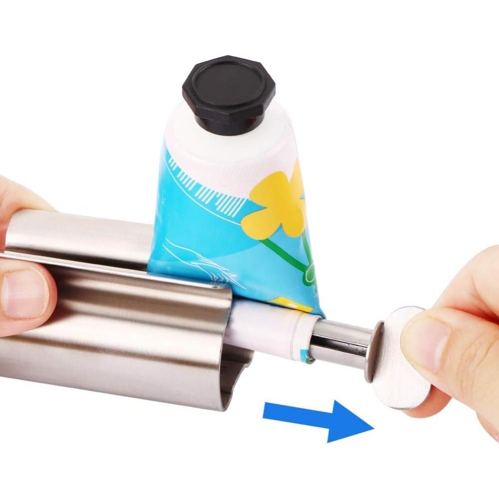 Manual Toothpaste Squeezer 304 Stainless Steel Bathroom Dispenser Waterproof Lazy Artifact Easy Use Rolling Tube Holder