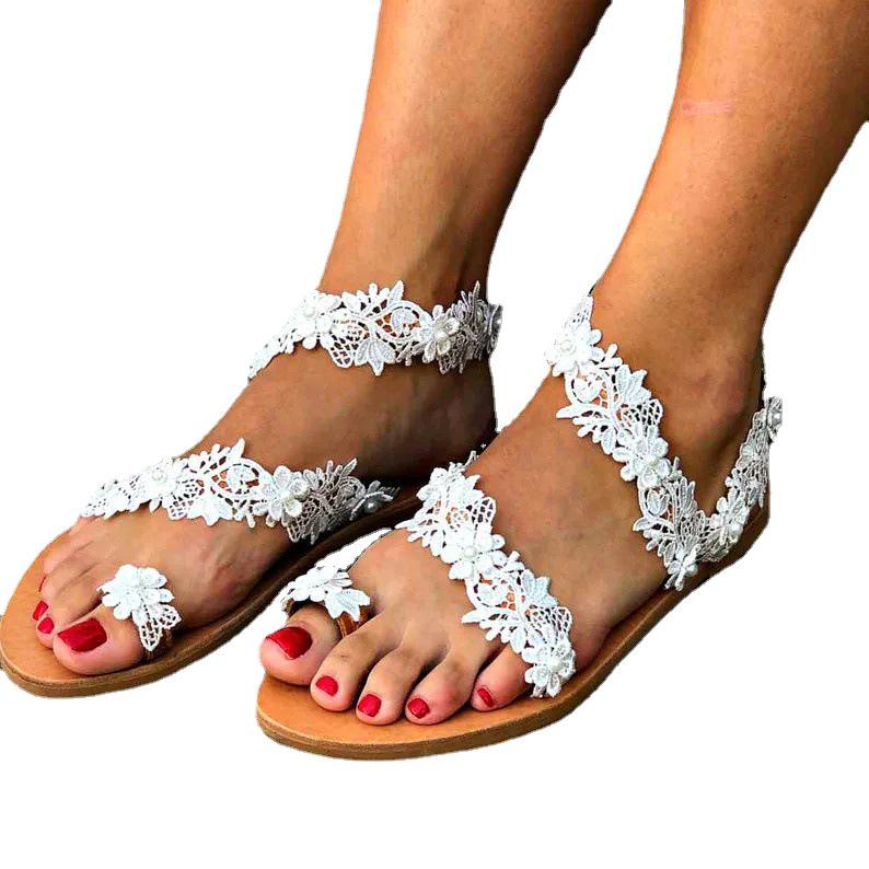2024 Summer Floral Flat Women's Sandals - Plus Size Beach Shoes for Europe & America