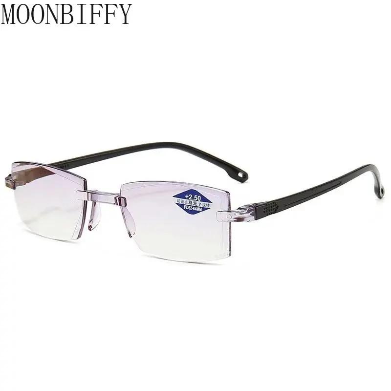 Vintage Reading Glasses Anti Blue Light Blocking Rimless Women Men Square Frameless Presbyopic Glasses Diopters +1.5 2 2.5 4.0