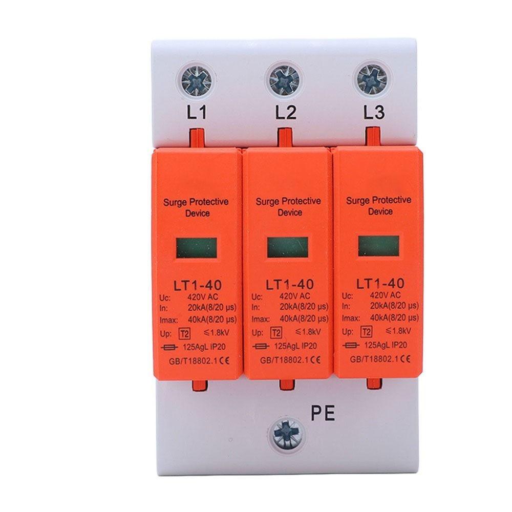 

20-40KA Protective Device 3P DIN Rail Protector Durable Voltage Arrester Electrical Supplies 3P