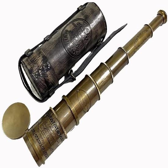 Victorian Nautical Marine 18" messingteleskop - med skinndeksel - Spyglass kopi