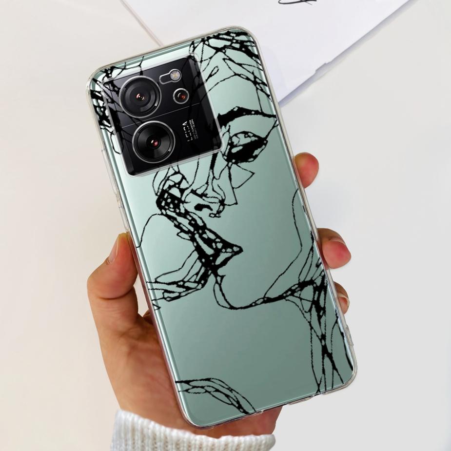 For Xiaomi 13T Pro Case Luxury Painted Back Cover Clear Silicone Phone Case For Xiaomi Mi 13T Pro 13TPro Soft Fundas 6.67'' Bags