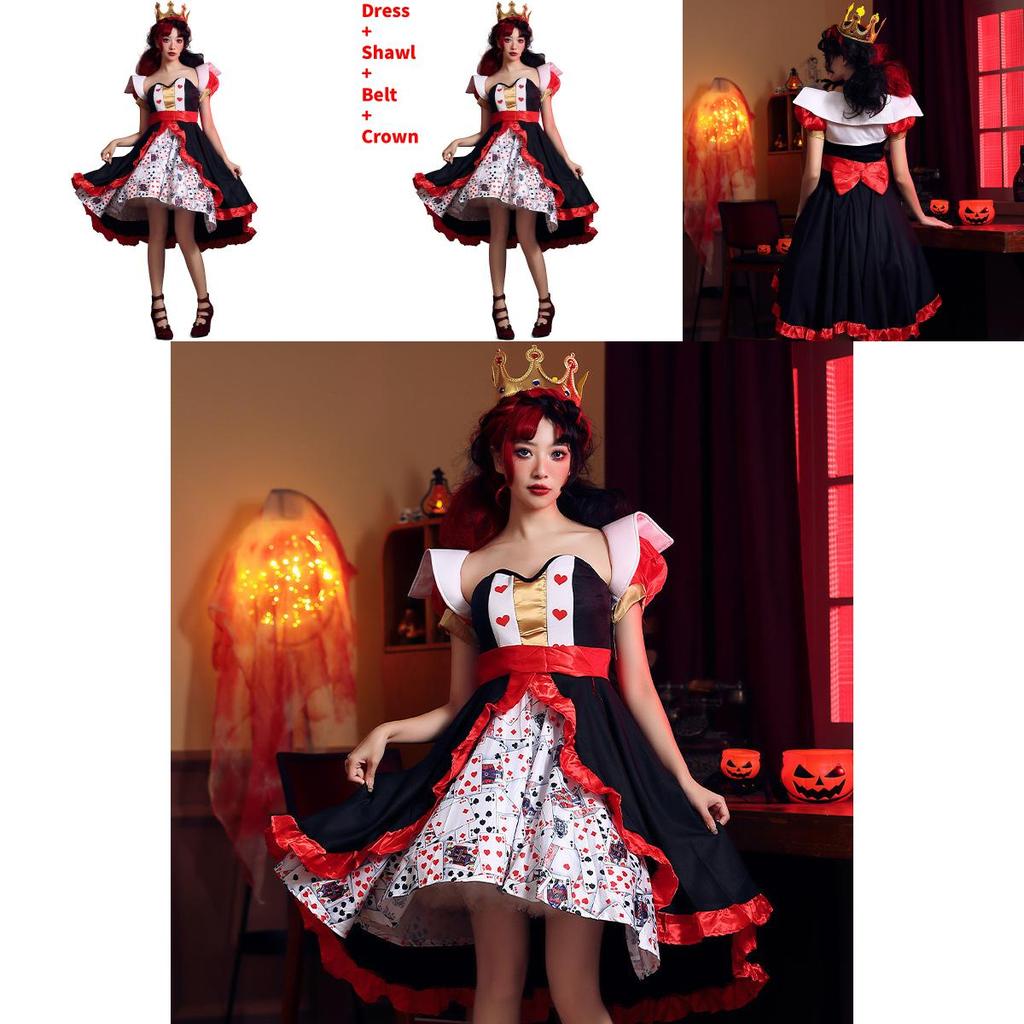 Alice In Wonderland The Red Queen Costume Dress With Polyester Fabric For Halloween Stage Performance Women
