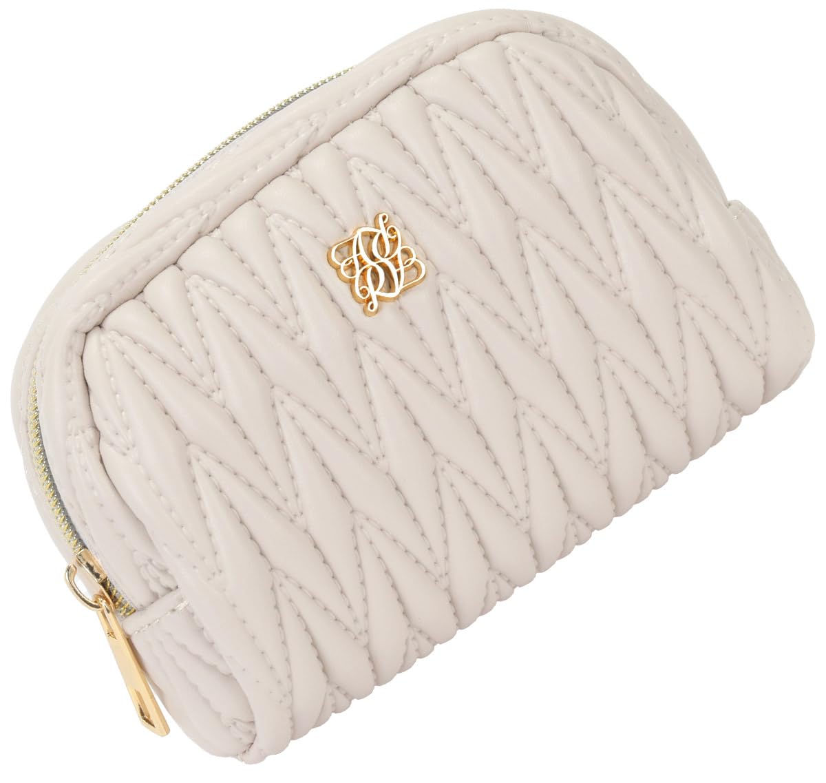 

Ivory pouch, perfect for carrying cosmetics and makeup. Quilted and designed to hold small items. Rosia design, cute design. Product code: 333193-11