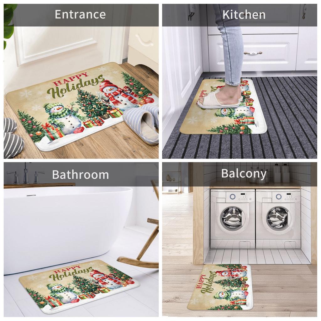 Happy Holidays New Year 2026  Floor Door Kitchen Bathroom Mat Anti-Slip Outdoor  Doormat Living Room Entrance Carpet Rug