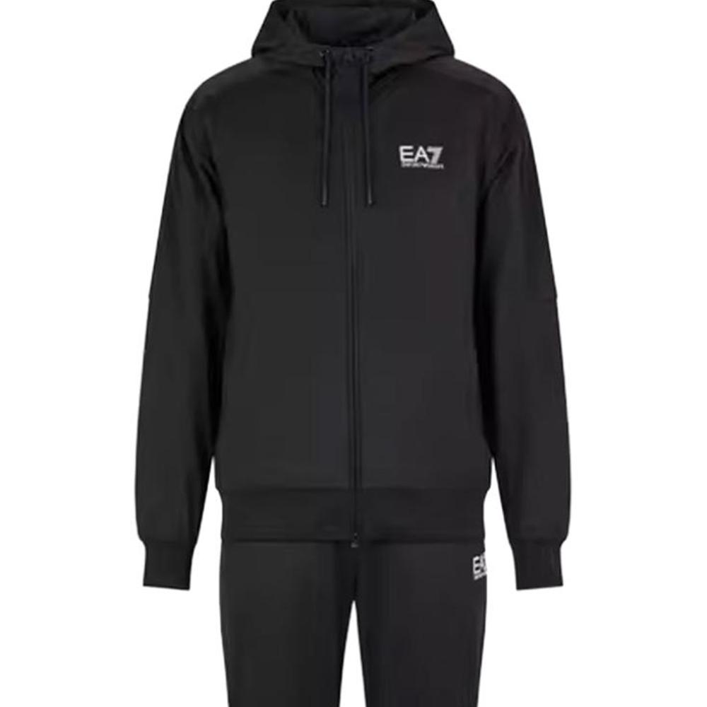 Emporio Armani EA7 FW24 Logo Letter Print Hooded Zip Long Sleeve Casual Sports Suit Men suit Black 6DPV70-PJHCZ-1200